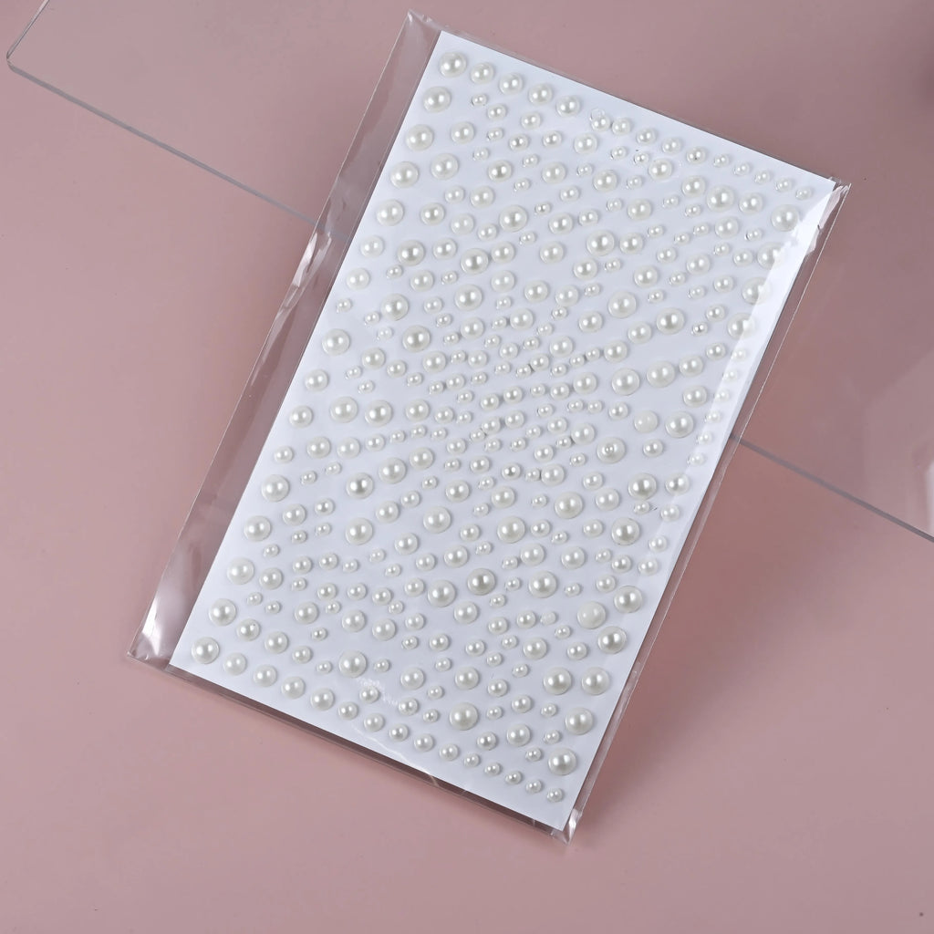 1/3/5 Sheet 3D White Pearl Eyes Face Tattoo Self Adhesive 3D Face Gem Jewels Eyeshadow Stickers Round Pearls Makeup Rhinestones