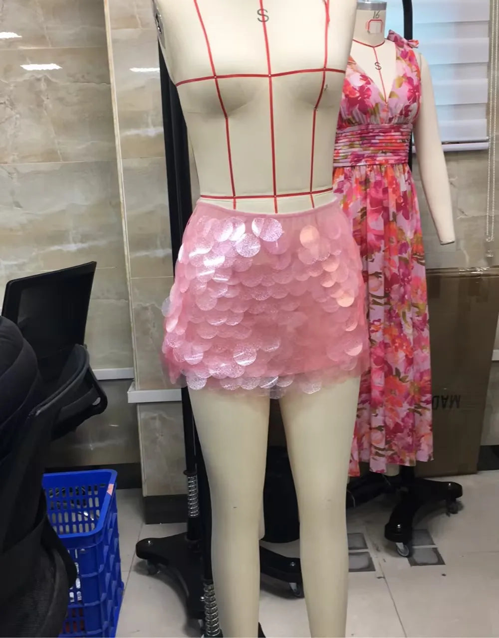 Women's Y2K Chic Luxury Glitter Sequined Layered Mermaid Short Mini Skirts 2025 Side Zipper High Waist Bodycon A-line Skirts