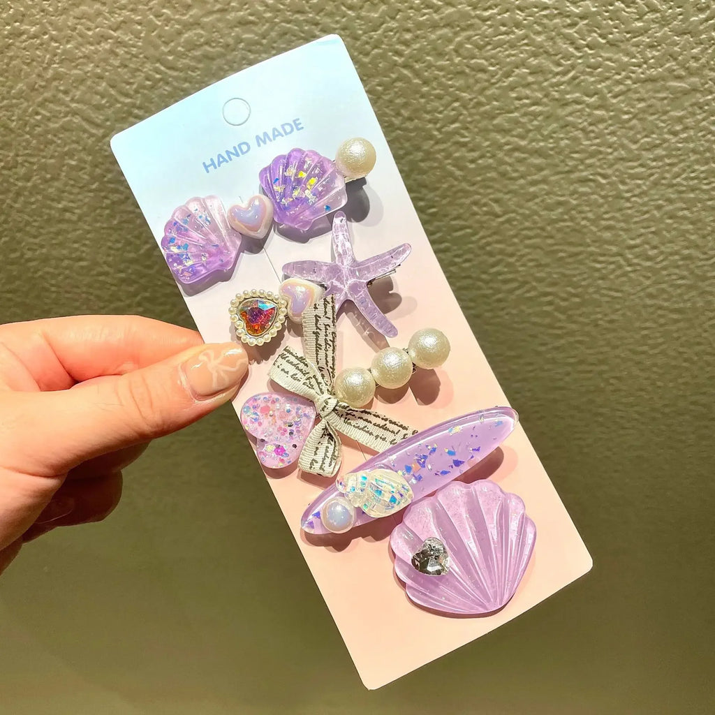 1/5Pcs Shell Starfish Hair Clips Ocean Series Mermaid Hairpins Girls Summer Beach Bang Clip Princess Barrette Hair Accessories