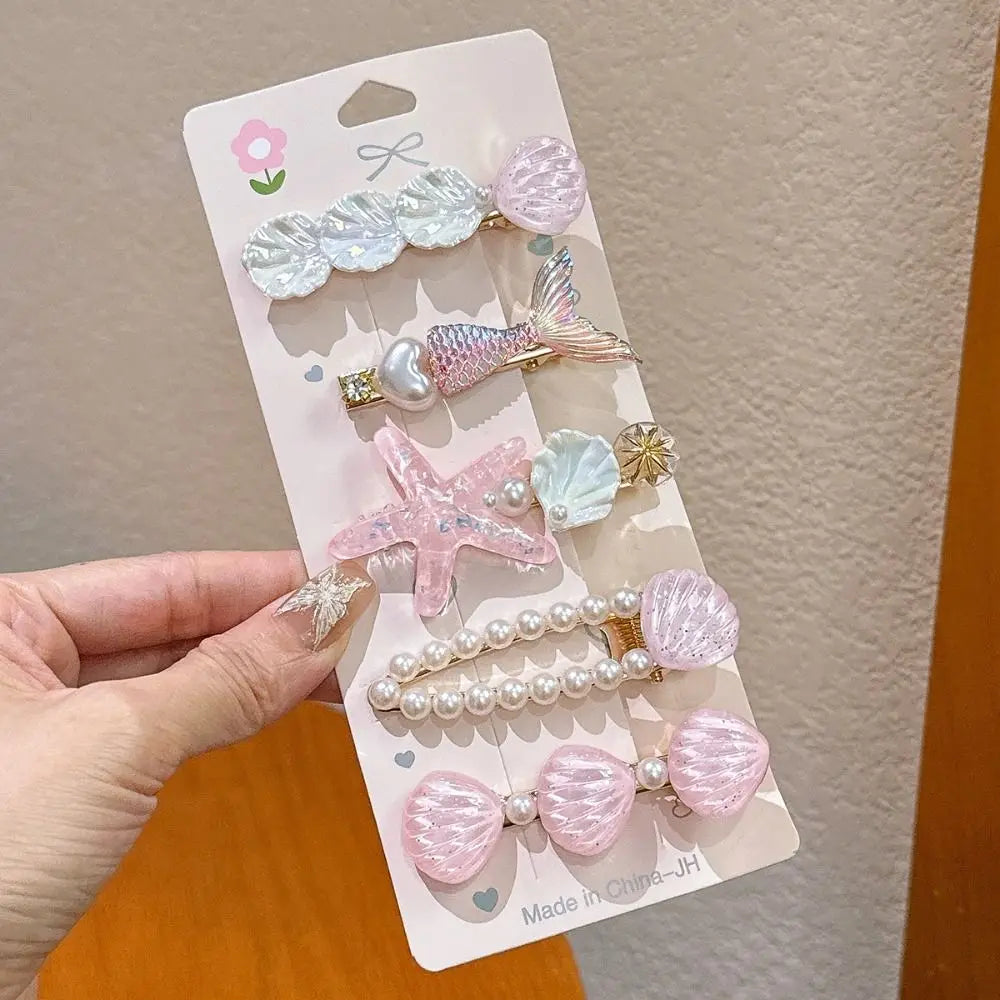 1/5Pcs Shell Starfish Hair Clips Ocean Series Mermaid Hairpins Girls Summer Beach Bang Clip Princess Barrette Hair Accessories