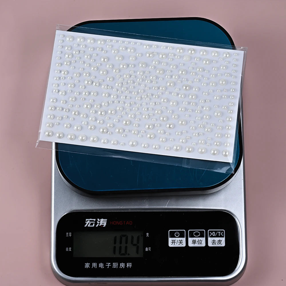 1/3/5 Sheet 3D White Pearl Eyes Face Tattoo Self Adhesive 3D Face Gem Jewels Eyeshadow Stickers Round Pearls Makeup Rhinestones