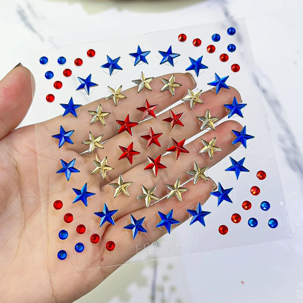 1pcs Seashell Rhinestones Mermaid Face Gems Moon/Star Pearl Beads Self-Adhesive Face Stickers Party Carnival Makeup Accessories
