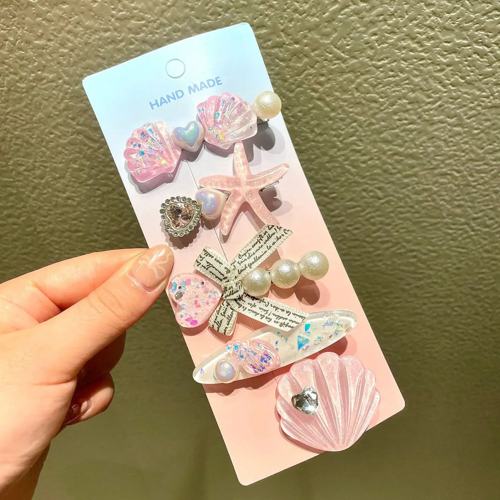 1/5Pcs Shell Starfish Hair Clips Ocean Series Mermaid Hairpins Girls Summer Beach Bang Clip Princess Barrette Hair Accessories