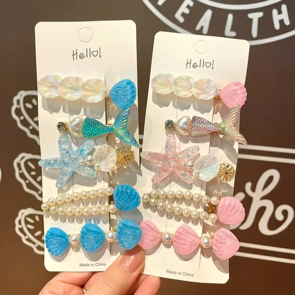 1/5Pcs Shell Starfish Hair Clips Ocean Series Mermaid Hairpins Girls Summer Beach Bang Clip Princess Barrette Hair Accessories