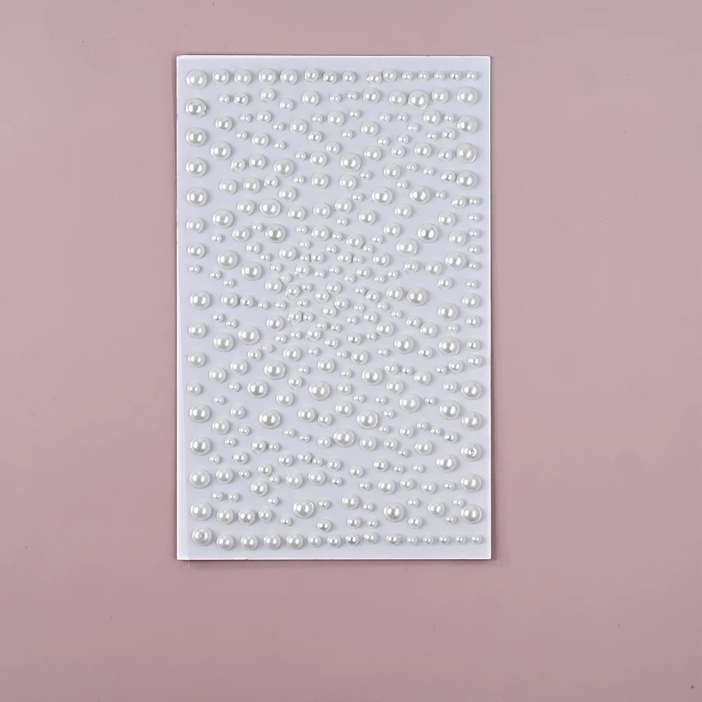 1/3/5 Sheet 3D White Pearl Eyes Face Tattoo Self Adhesive 3D Face Gem Jewels Eyeshadow Stickers Round Pearls Makeup Rhinestones