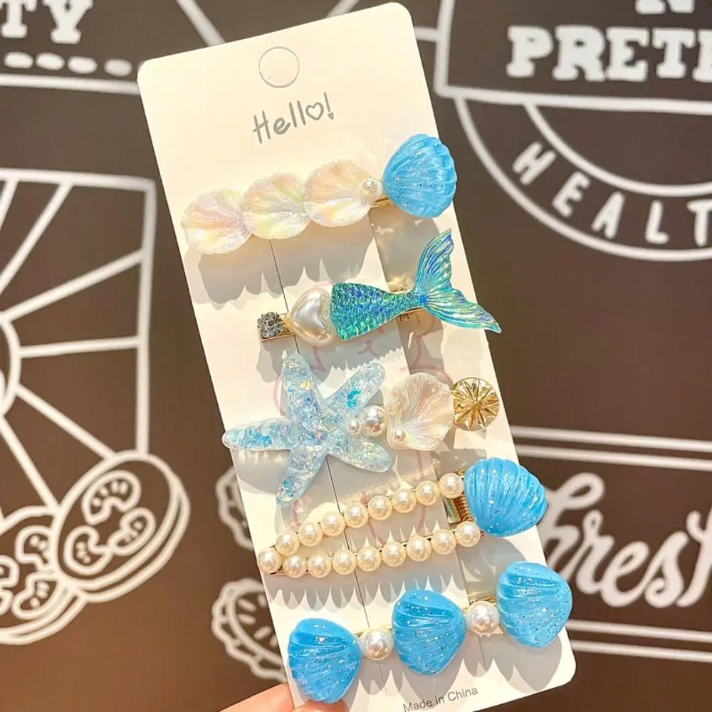 1/5Pcs Shell Starfish Hair Clips Ocean Series Mermaid Hairpins Girls Summer Beach Bang Clip Princess Barrette Hair Accessories