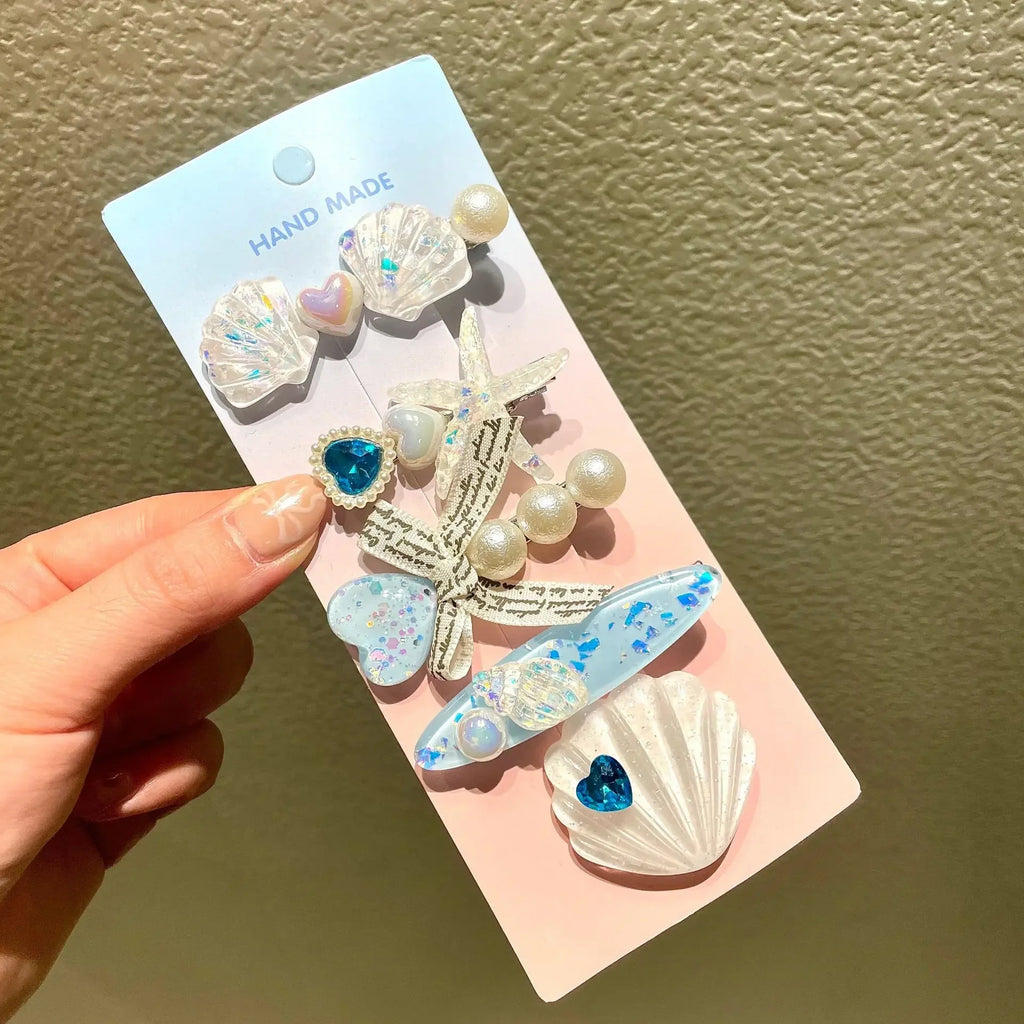 1/5Pcs Shell Starfish Hair Clips Ocean Series Mermaid Hairpins Girls Summer Beach Bang Clip Princess Barrette Hair Accessories