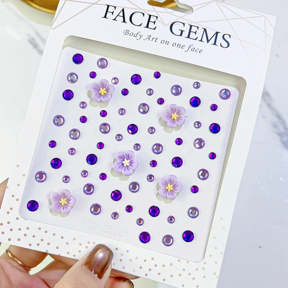 1pcs Seashell Rhinestones Mermaid Face Gems Moon/Star Pearl Beads Self-Adhesive Face Stickers Party Carnival Makeup Accessories